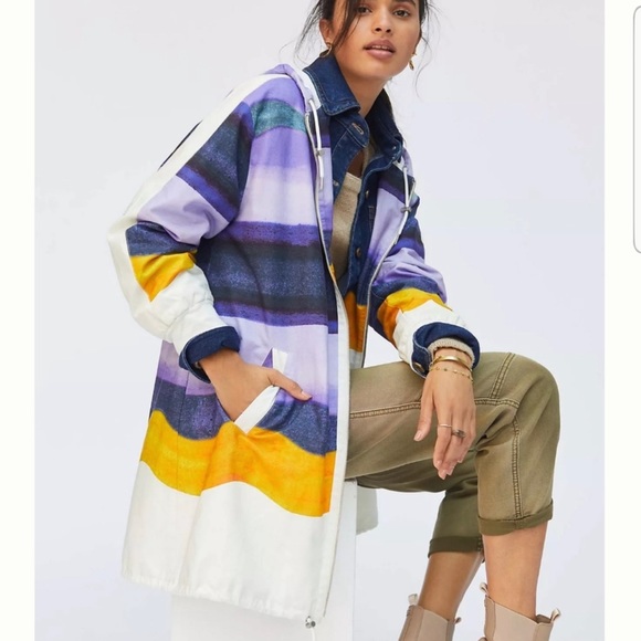 Anthropologie Maeve striped windbreaker jacket Sz M - Picture 1 of 11